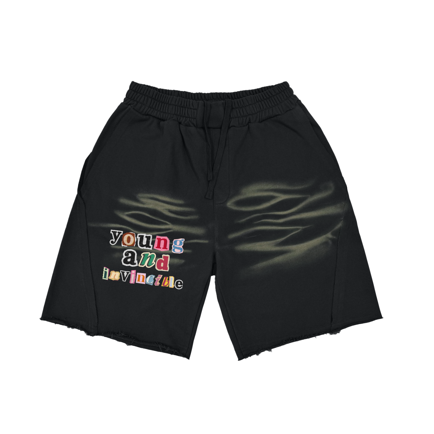 Young And Invincible Heavyweight Vintage Washed Stripes Short Pants - 360 GSM