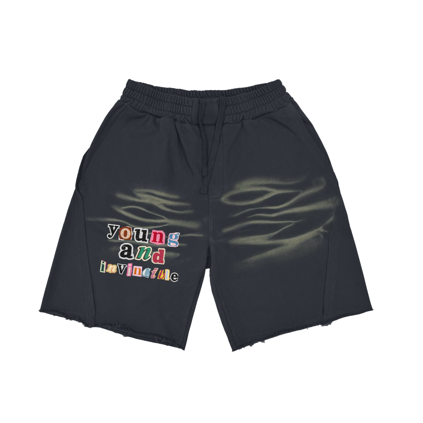 Young And Invincible Heavyweight Vintage Washed Stripes Short Pants - 360 GSM