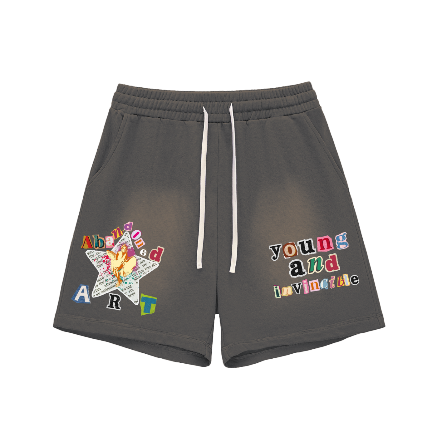 Abandoned Art Sun Fade Raw Edge Cotton Shorts