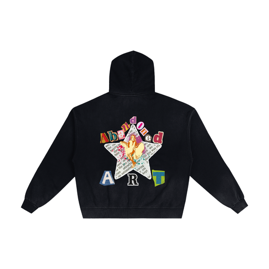Abandoned Art Hand-Frayed Sunfade Zip Hoodie