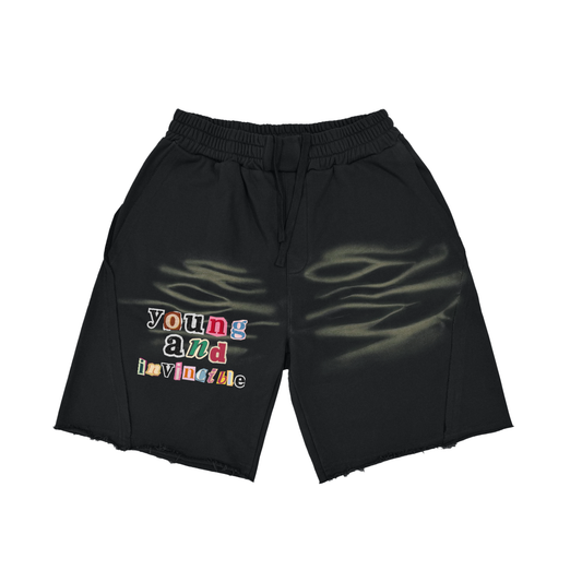 Young And Invincible Heavyweight Vintage Washed Stripes Short Pants - 360 GSM