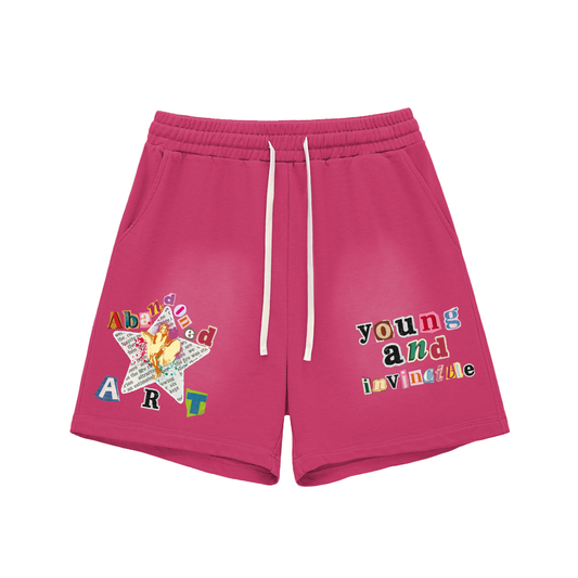 Abandoned Art Sun Fade Raw Edge Cotton Shorts