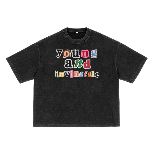 Abandoned Art Waffle-Knit Washed Boxy T-Shirt